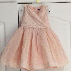 Janie and jack 4 dressy peach gold dot dress euc